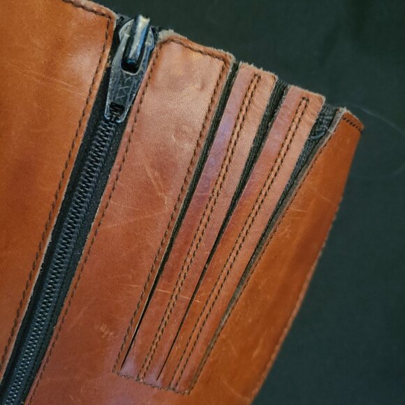 Vtg 70's Braided Brown Caramel Leather Campus Boots (7 B) Wild Card Brazil Read - Picture 8 of 16